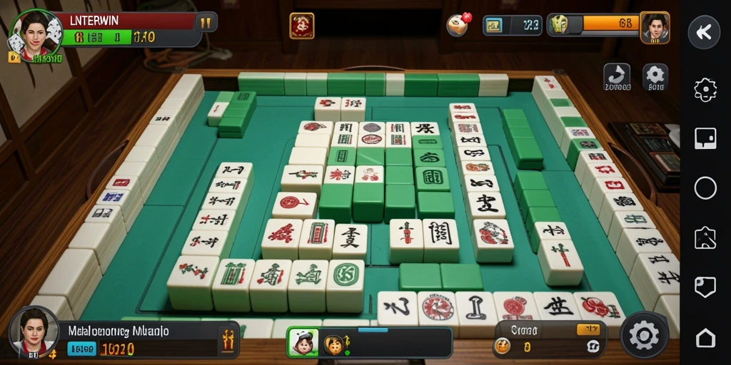 Tampilan gameplay LNTERWIN yang menarik dengan level mahjong yang menantang.
